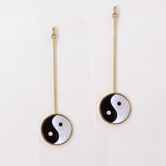 Jewelry - Onyx and Mother of Pearl Yin Yang Earrings
